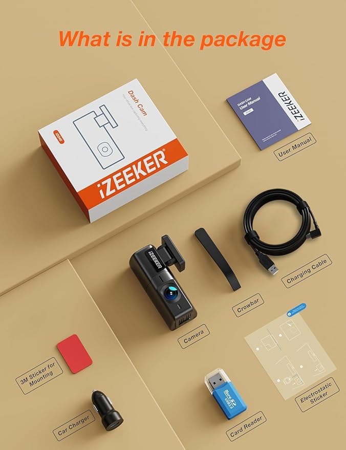 iZEEKER 2.5K Dash Cam WiFi Dash Camera for Cars, Mini Car Camera 1440P Front Dashcams with App, Free 32GB Card, Night Vision, WDR, G-Sensor, Loop Recording, 24H Parking Mode Supports