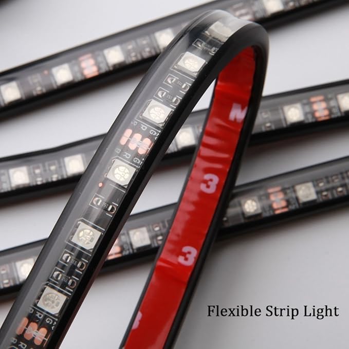 Car LED Strip Light,Uniwit 4 Pieces DC 12V 72 LED Multicolor Car Interior Music Light LED Underdash Lighting Kit with Sound Active Function and Wireless Remote Control Including Car Charger