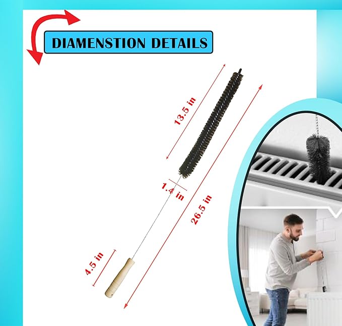 Dryer Vent Cleaner Kit (2-Pack): Flexible Extra Long Lint Brush & Refrigerator Coil Brush - Professional Dust & Pet Hair Remover for Appliance Cleaning