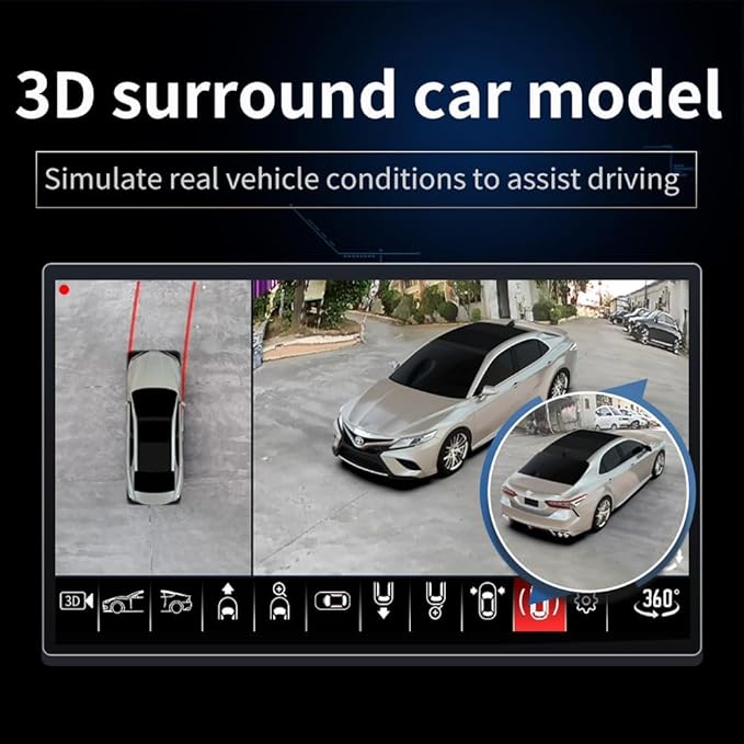 BY-J 360 Degree Bird View Surround System, 1080P Car DVR Recording Panoramic View, All Round Rear View Camera with AI Intelligence, for Car, SUV, Van Vehicles