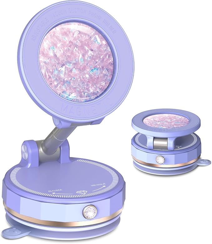 2026 Gen-3 Magnetic Phone Holder for MagSafe Car Mount,360° Adjustable Vacuum Suction Phone Mount for Car/Mirror/Home/Travel,Suction Cup Mount for iPhone 17/16/15/14/13/12/Android (Purple)