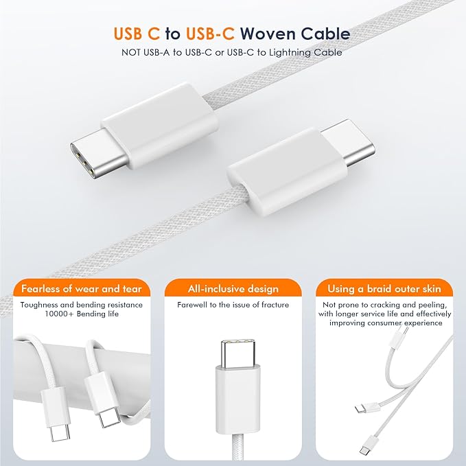 Charger for iPhone 17/16/15 Charger,Fast Charging iPhone 17/16/15 2Pack Type C Wall Adapter USB C Chargers Block 6FT USB-C to C Woven Cable for Apple iPhone 17 ProMax/Air/16 Plus/15,iPad Pro/Air/Mini