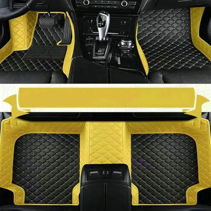 Custom Making Car Floor Mats Compatible with Audi BMW Mercedes-Benz Toyota Lexus Honda Infiniti Nissan Hyundai Kia All Models 2005-2026 (Yellow and Black White)