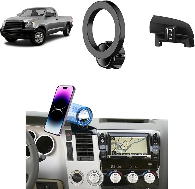 PZK Car Phone Mount for Toyota Tundra 2007 2008-2011 2012 2013 /Sequoia 2008-2011 2012 2013 Accessories Custom Air Vent Phone Holder Magnetic Hands Free 360° Rotation Cell Phone Automobile Cradles