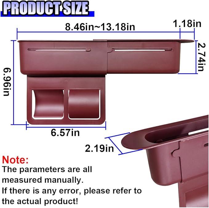 YoRise Car Seat Gap Filler, Multifunctional Car Seat Organizer, Phone Holder Between Seats & Console, Automotive Storage Box Accessories for Keys, Sunglasses, Cards, Phones (Red)