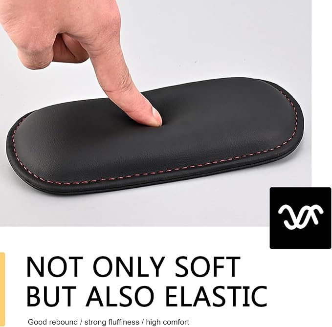 WZP 2PCS Car Door Armrest Pads, Soft Leather+Memory Foam Car Knee Pads, Arm Rest Elbow Cushion with One-Piece Molding, Universal Car Interior Accessories for Arm Support Protect (Black)