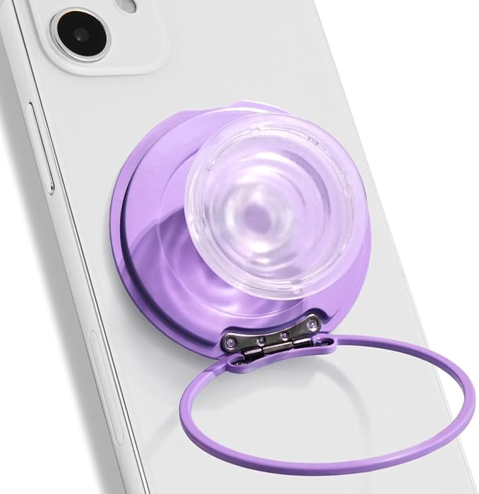 On The Grip Compatible with Magsafe Ultra-Thin Collapsible Phone Grip – Sleek Magnetic Phone Holder for iPhone & Android, 360 Rotation, Wireless Charger Compatible, Durable & Portable (Violet)