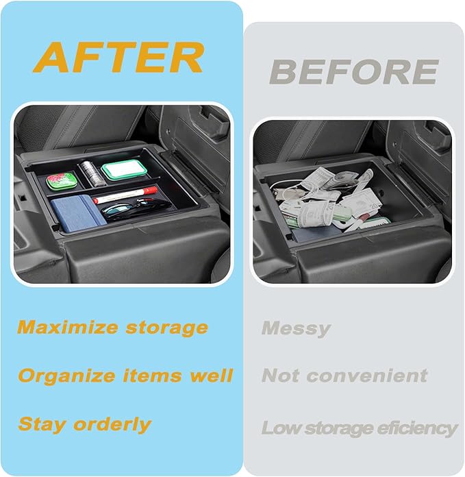 JKCOVER Center Console Organizer Tray Compatible with 2019-2026 Silverado/Sierra 1500 and 2020-2026 Silverado/Sierra 2500HD 3500HD Accessories Armrest Storage Box (Only for Split Bench Seat)