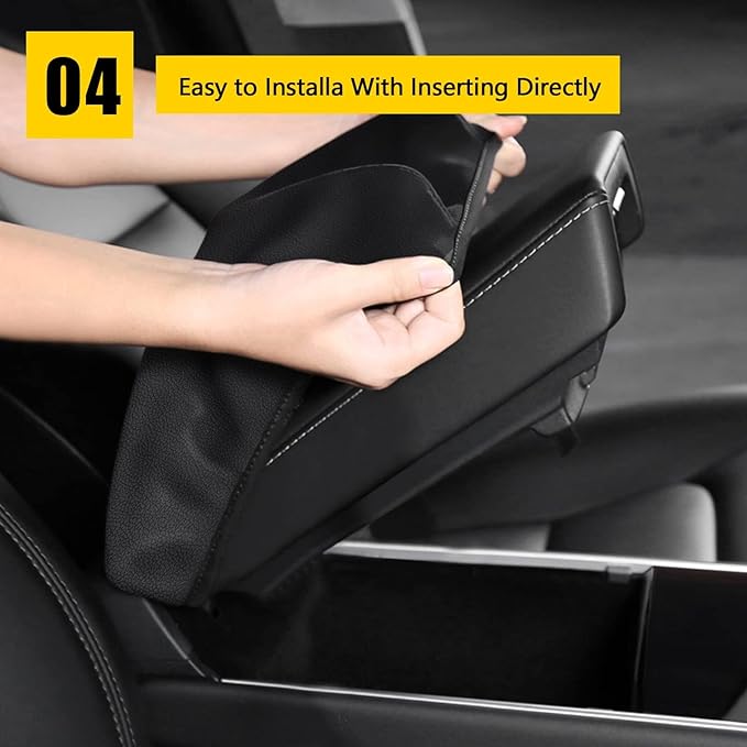AOMSAZTO Center Console Cover Customized Armrest Cover Compatible with 2018-2024 Toyota Camry, Leather Arm Rest Covering for Car, Well-Make Durable Console Cushion Pad, Black