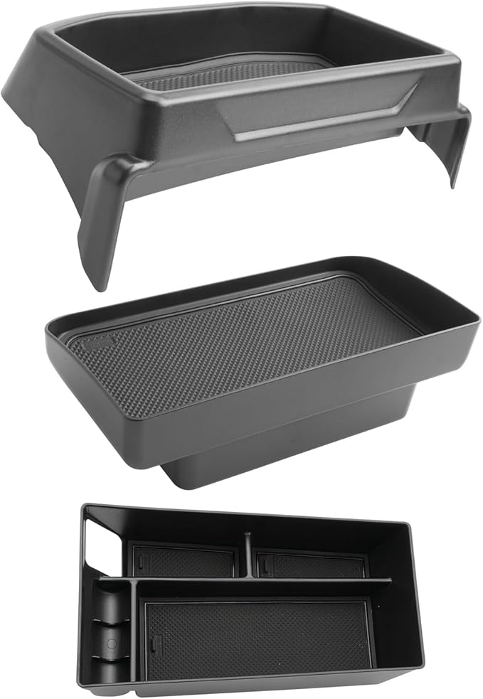 LUWU 3PCS 2025 2026 Mustang Mach E Dashboard Storage Tray Compatible with Ford Mustang Mach E 2021-2026 Accessories Center Console Armrest Box Hidden Organizer Tray Behind Screen ABS Material