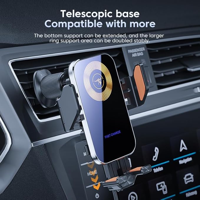 Wireless Car Charger,15W/10W/7.5W Fast Charging Auto-Clamping Car Charger with Phone Holder for iPhone 17/16/15/14/13/12/11 Pro Max, Samsung Galaxy S23/S22/S21 Ultra