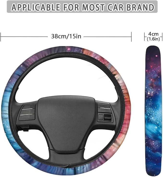 AFPANQZ Galaxy Novelty Red & Blue Auto Steering Wheel Covers Sweat Absorption Comfort Grip Anti-Slip Safety Stretch-on Easy Fix Machine Washable Steering Wheel Protection Cool 4-15 in