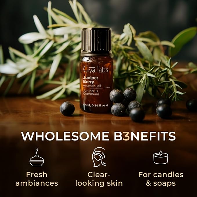 100% Pure Juniper Berry Essential Oil - 0.34 Fl Oz - Juniper Berry Oil for Hair, Skin, Diffuser, Aromatherapy & DIY Candle Making Scent