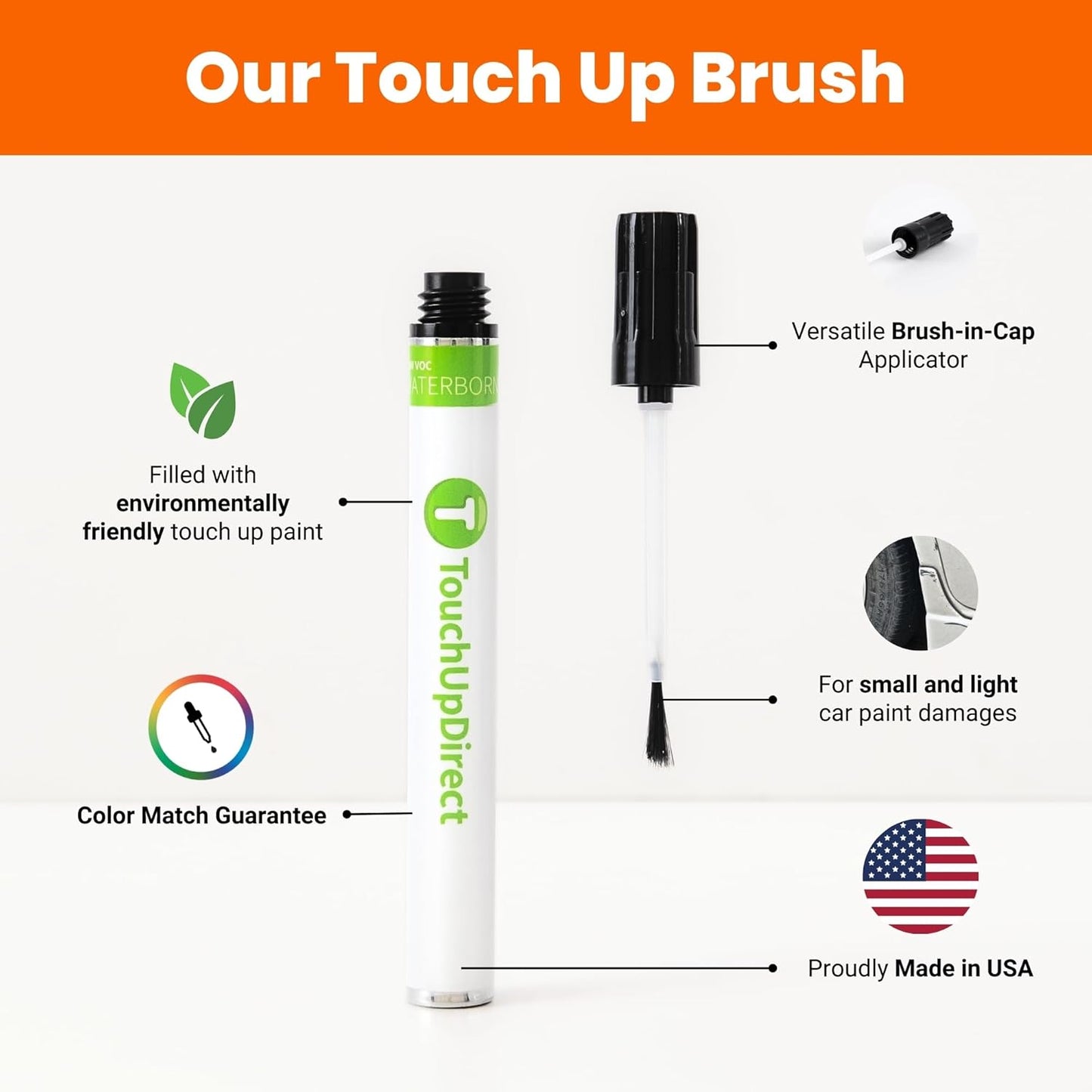 TouchUpDirect 040 Super White Compatible with Toyota Exact Match Touch Up Paint Brush - Platinum Kit