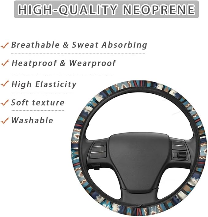 SEANATIVE Baja Stripes Car Steering Wheel Cover Universal Car Accessory for Diverse Cars Neoprene Dust Cover for Steering Wheel