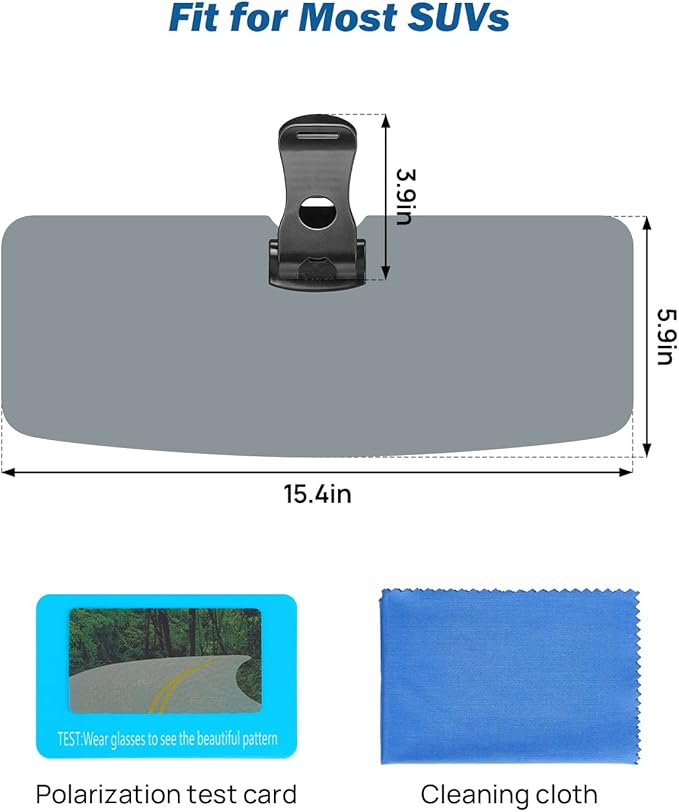 JOYTUTUS Sun Visor for SUV, 2 Pack Polarized Sun Visor Extender for Truck, Universal UV400 Car Visor Extension Anti-Glare Easy to Install, Protect from Glare/UV Ray/Stray Light