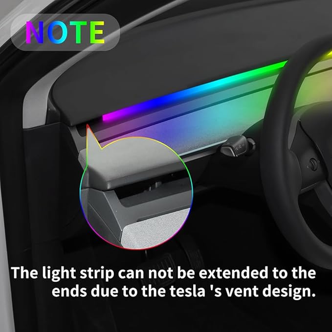 for Tesla Model 3 Y LED Dashboard Ambient Lighting Interior Lights Neon Light Kits 2025 2024 2023 2022 2021 Accessories Accessory RGB Dreamcolor, App & Remote & USB Hub, DC 12V