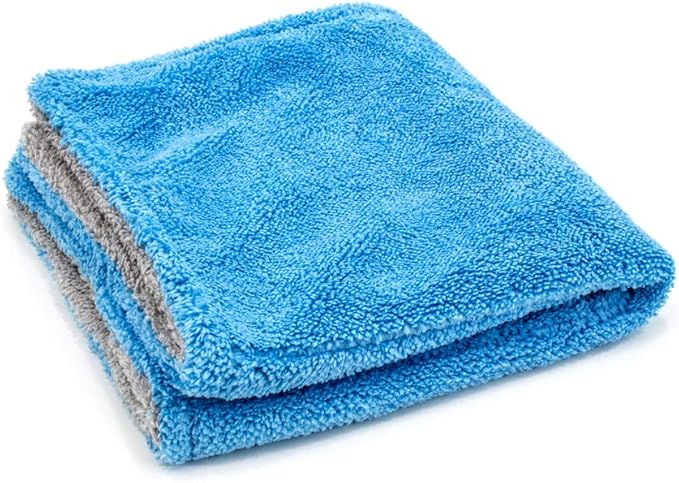 Autofiber Royal Plush Double Pile Microfiber Detailing Towel - Pack of 3 Blue/Gray (16 inch x 16 in, 700 GSM)