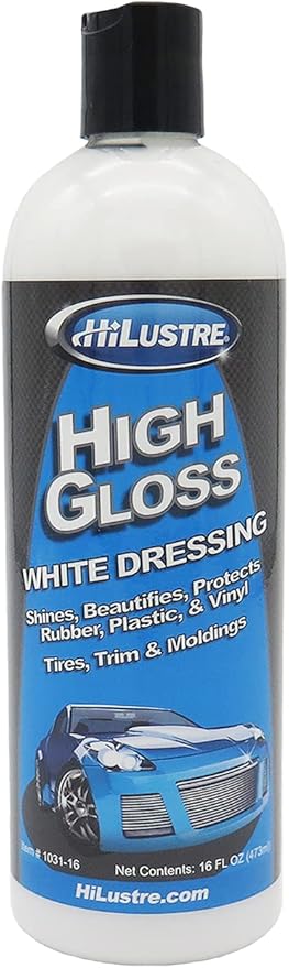 High Gloss White Dressing, Vinyl, Rubber, and Plastic Restorer for A Super Shine Finish, Car Detailing Trim, Mold, and Tire Dressing, Quick Dry, Low Sling Formula, Bubblegum Scent, 16 oz