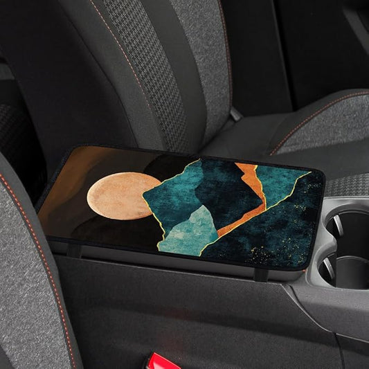 1pc Center Console Armrest Cover Pad 12.6x7.5 inch Sunset Neoprene Car Armrest Cushion Waterproof Armrests Seat Box Cover Protector for Universal Cars Vehicles SUVs