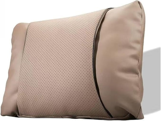 1/2PCS PU Leather Car Neck Pillow & Lumbar Support Cushion, Breathable Universal Seat Headrest Waist Pad, Soft Support Cushion for Daily Driving and Travel(E Style backrest)