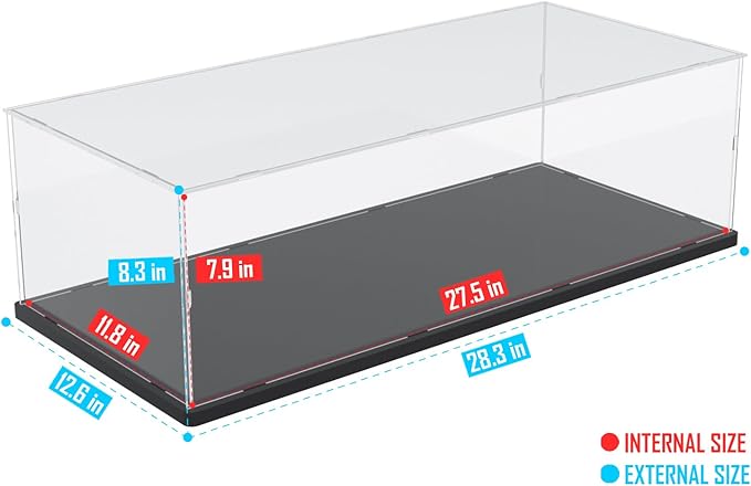 Choowin Acrylic Display Case for Lego Ferrari F1 for Lego Red Bull F1 for Lego Mercedes F1 for Lego McLaren F1 Car Display Thickened Clear Display Cases for Collectibles Assemble Dustproof(Black Base)