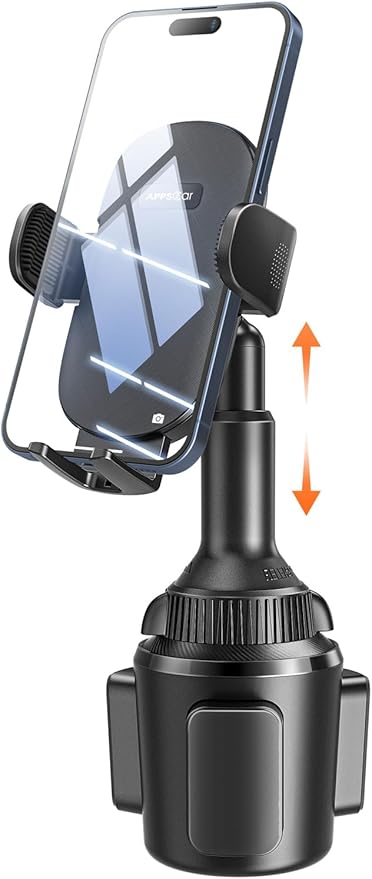 APPS2Car Universal Car Cup Phone Holder | Quick Extension Long Arm | 360° Swivel | Adjustable for iPhone, Samsung, Google, and All Smartphones | Stable & No Shake Design