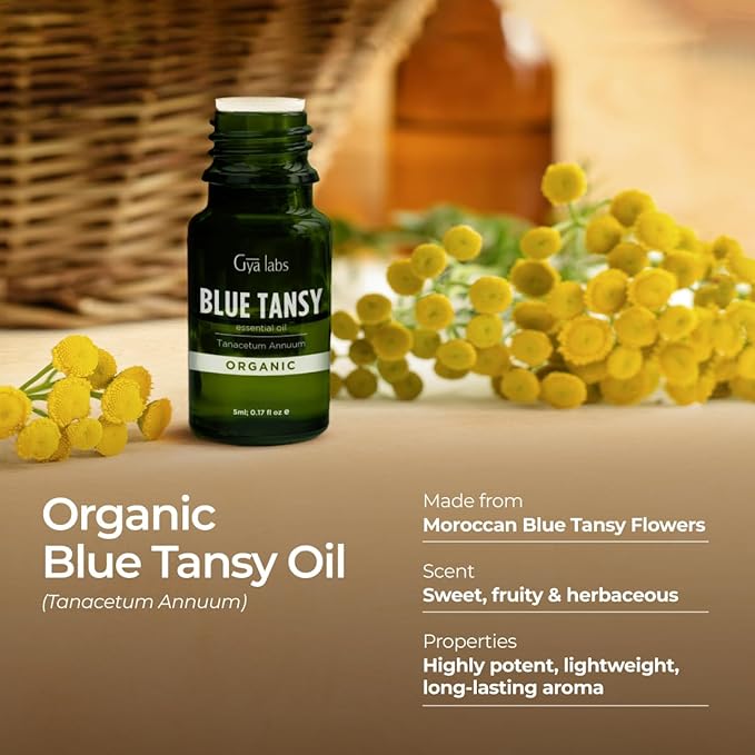 100% Pure Blue Tansy Essential Oil - 0.17 Fl Oz - Blue Tansy Oil for Hair, Skin, Diffuser, Aromatherapy & DIY Candle Making Scent