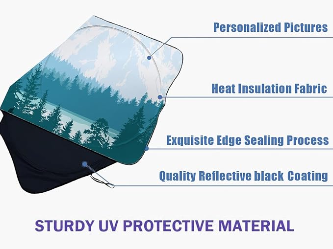 Camping Car Windshield Sun Shade Foldable Sunshade Front Window Cover Sun Visor Protector Accessories (59x27.5 inches)