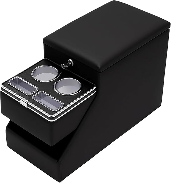 time secret Universal Center Console Between Seat for Minivans, SUVs, Middle Van Console Floor Console Organizer Storage Box (with Locking Design)