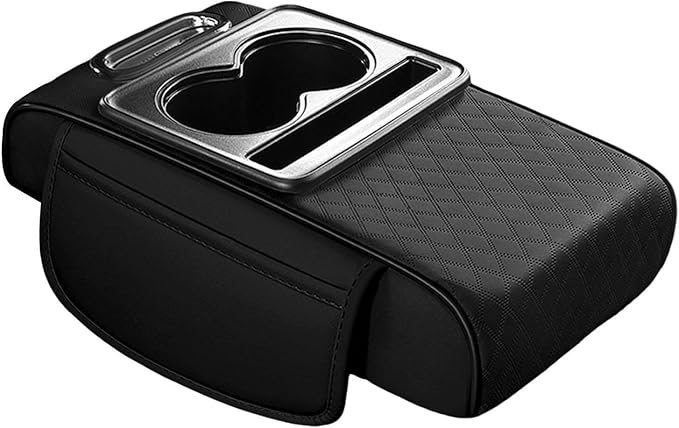 Car Center Console Pad PU Leather Armrest Organizer with Tissue Box Slot for Vehicles, Style J