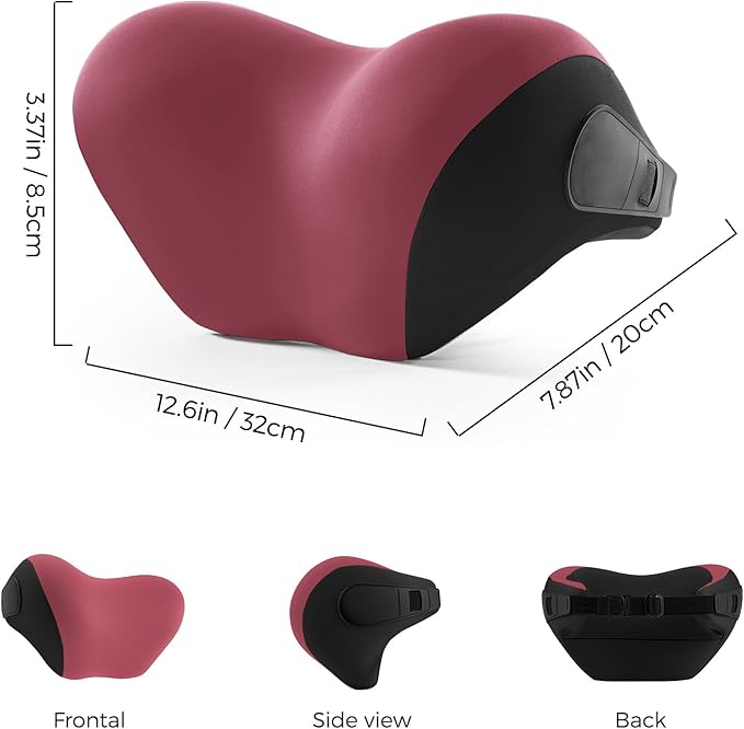 BEBAS Car Headrest Pillow, Memory Foam Neck Support Pillow for Cars - Ergonomically Designed for Long Drives, Travel & Commuting, Pain Relief with Removable & Washable Cover (Red)