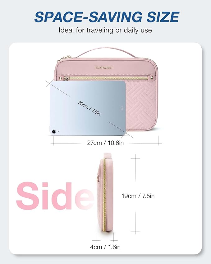 BAGSMART Electronics Travel Organizer, Portable Tech Accessories Cord Storage Case for Charging Cables, Pink