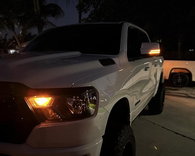 iJDMTOY Semi-Clear Lens Dynamic Sequential Blink/Flow Full LED Side Mirror Turn Signal Light Assembly Kit Compatible with 2019-up Dodge RAM 1500