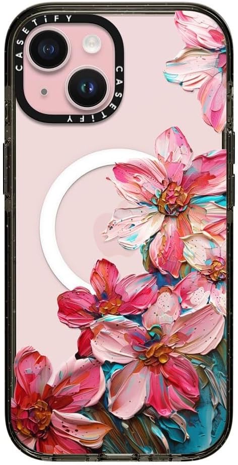 CASETiFY Impact iPhone 15 Case [4X Military Grade Drop Tested / 8.2ft Drop Protection/Compatible with Magsafe] - Lisbon Love Summer Flowers Clear - Clear Black