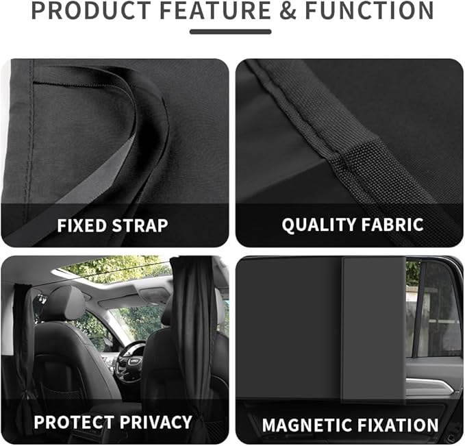 Car Sun Shade Kit,Large Car Curtains Include 1PCS Divider Curtain and 2PCS Magnetic Curtain,Universal Truck Window Shades Accessories for Privacy,Sleeping,Blackout (Large for SUV&Truck)