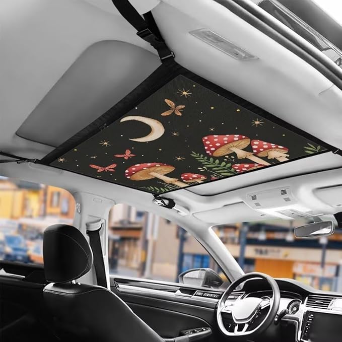 Red Mushroom Car Roof Storage Bag Multi-Purpose Seat Organizer Premium Car Seat Organizer Vehicle Passenger Seat Organization and Storage for Kids Adults Pets Items