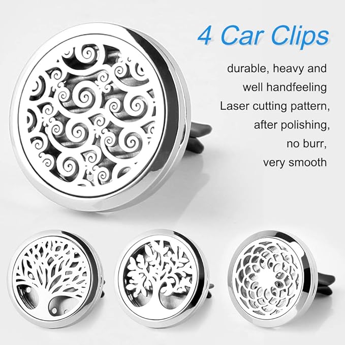 4PCS Car Vent Clip Diffuser Set with Felt Pads – Reusable Alloy Air Freshener Holder for Car, Office & Home, Gift for Women & Men, Christmas, Valentine's Day, Birthday