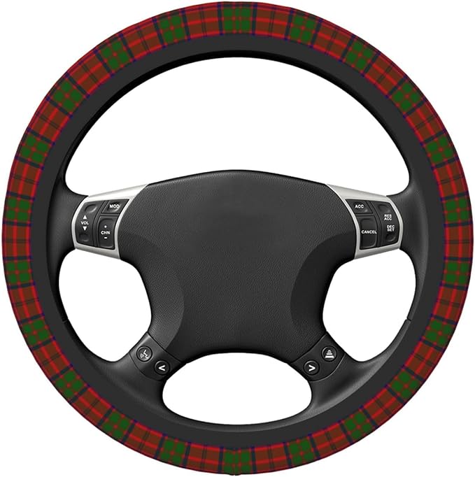 Thickened Elastic Steering Wheel Cover, Grant Tartan red Green Plaid Ultra, Soft, Breathable, Fit for Cars, SUVs, Trucks, Stylish Comfortable Grip
