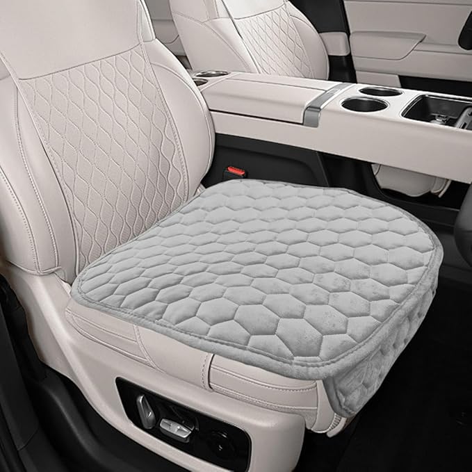 Car Seat Cover, Soft Plush Auto Bottom Seat Covers, Anti Slip Vehicle Front Seat Cushion Protector, Comfortable Car Interior Seats Pad Mat Accessories for Sedan, SUV, Truck (Gray)