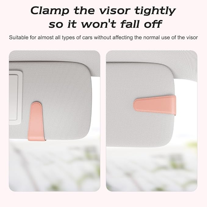 Sotfamily Sunglass Holder for Car Visor, Suede Cloth Magnetic Sunglass Organizer for Car Accessories, 2 Packs, Pink