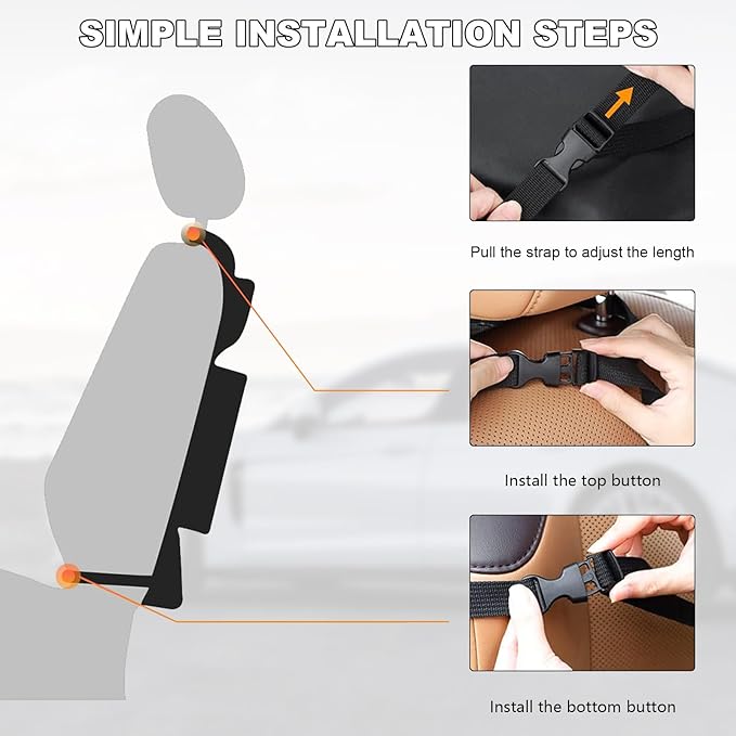 2PCS Car Backseat Organizer, Oxford Car Back Seat Protecter Kick Mat with Touch Screen Tablet Holder, Waterproof Automotive Seatback Storage Bag with Multi Functional Pockets (Zipper)