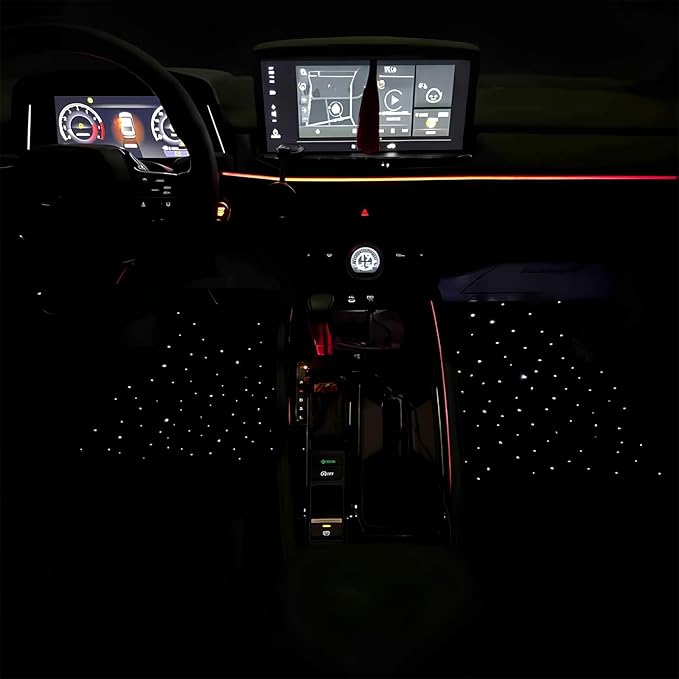 Starlight LED Car Floor Mats with Wireless Ambient Lighting – Waterproof Universal Fit Car Floor Mats with Lights for Cars, SUVs & Trucks – App & Remote Control RGB Fiber Optic, Anti-Slip Design