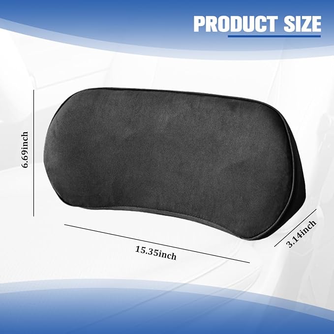 Car Lumbar Support Pillow, Memory Foam Suede Vehicle Back Support Cushion for Pain Relief, Breathable Automotive Interior Seat Lower Back Pillow, Universal for SUV Van Truck (Black)