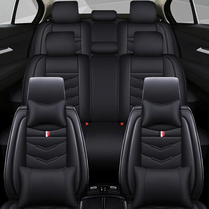 Car Seat Cover 7 Seats for Ford Explorer 2000-2025, Waterproof Durable Compatible Airbag, Premium Leather Seat Protector(7 Seats Luxury,Black)