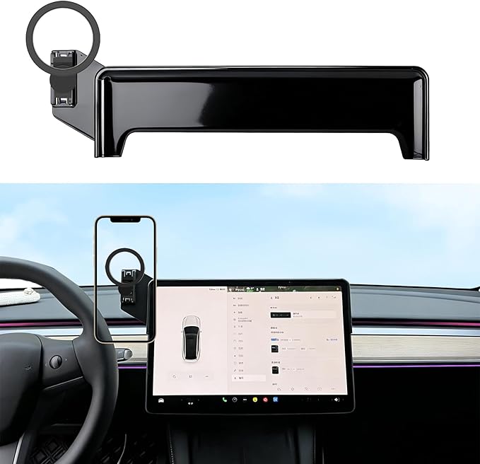 Car Phone Holder for Tesla Model 3 Highland 2024 2025 2026 & Model Y Juniper 2025 2026, Compatible MagSafe, 360° Rotation, Super Strong Magnetic Attraction(for 15.4 inch Screen only)