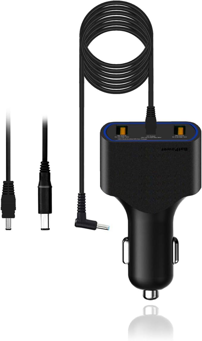 BatPower 120W DC CAR Charger for HP Laptop Car Charger Vehicle Charger DC 12v-24v Auto Adapter