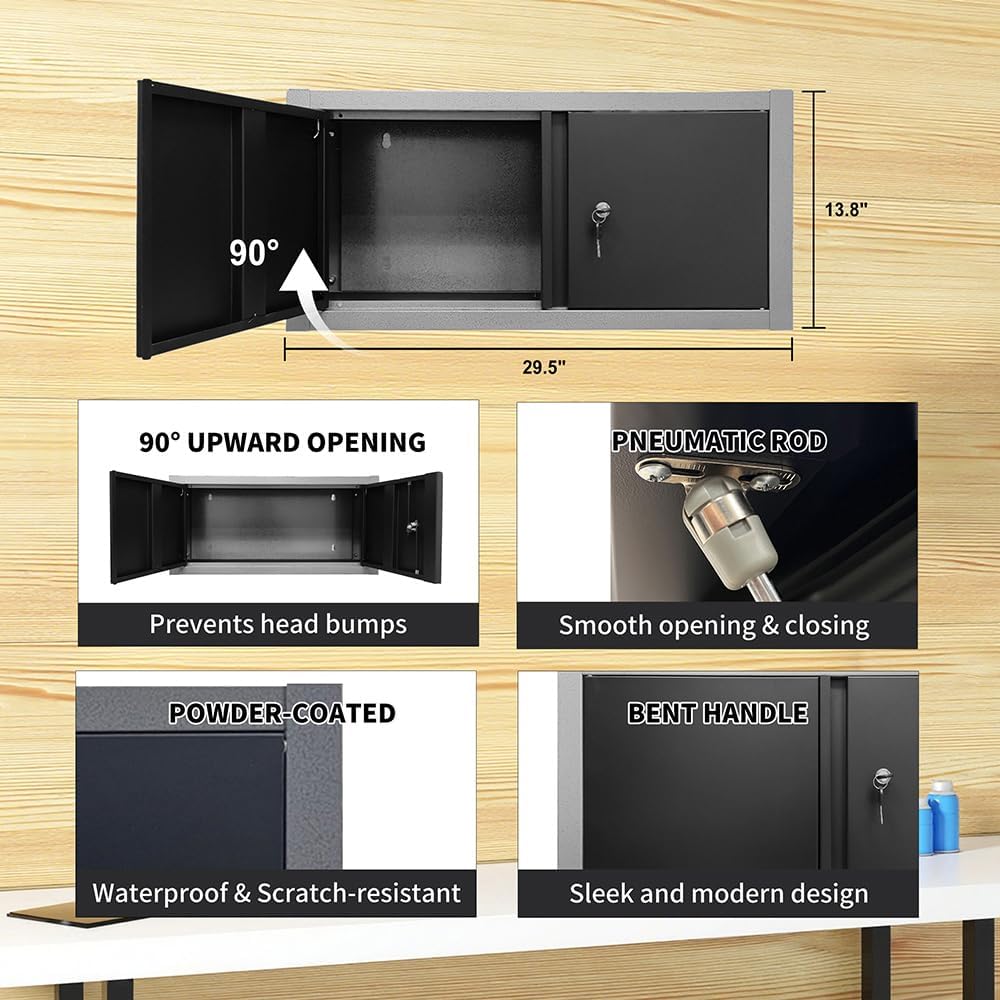 JZD Garage Tool Storage Cabinet System, Included Pegboard Back Panel, No Wall Mounting Needed, for Machine Shop Production Area