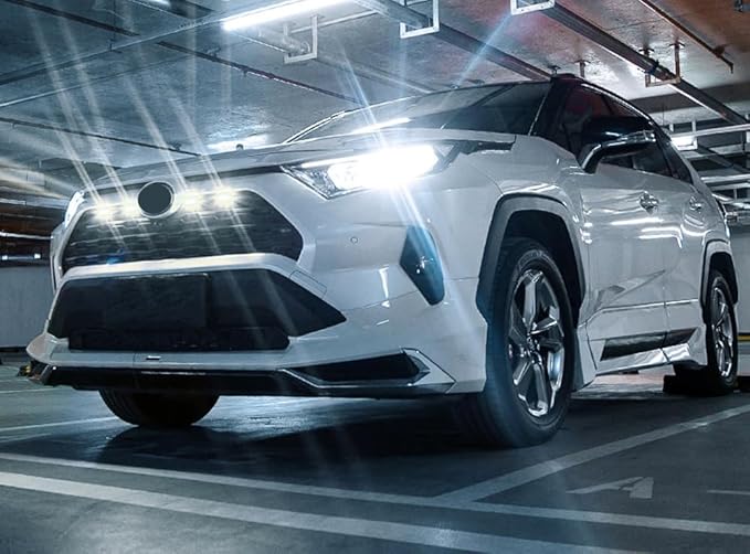 iJDMTOY Smoked Lens Front Grille TRD Style Xenon White LED Lighting Kit Compatible with Toyota 2019-2025 RAV4, Includes (4) 12-SMD Smoke Cover LED Grille Lights & Wiring Harness