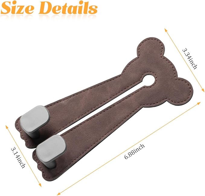 Car Seat Headrest Hook, 2PCS Cute 2 In 1 Vehicle Backseat Hanger Storage Double Hook with Phone Holder, Auto Interior Hanging Organizer Accessories, Universal for SUV Sedan Truck (Brown)